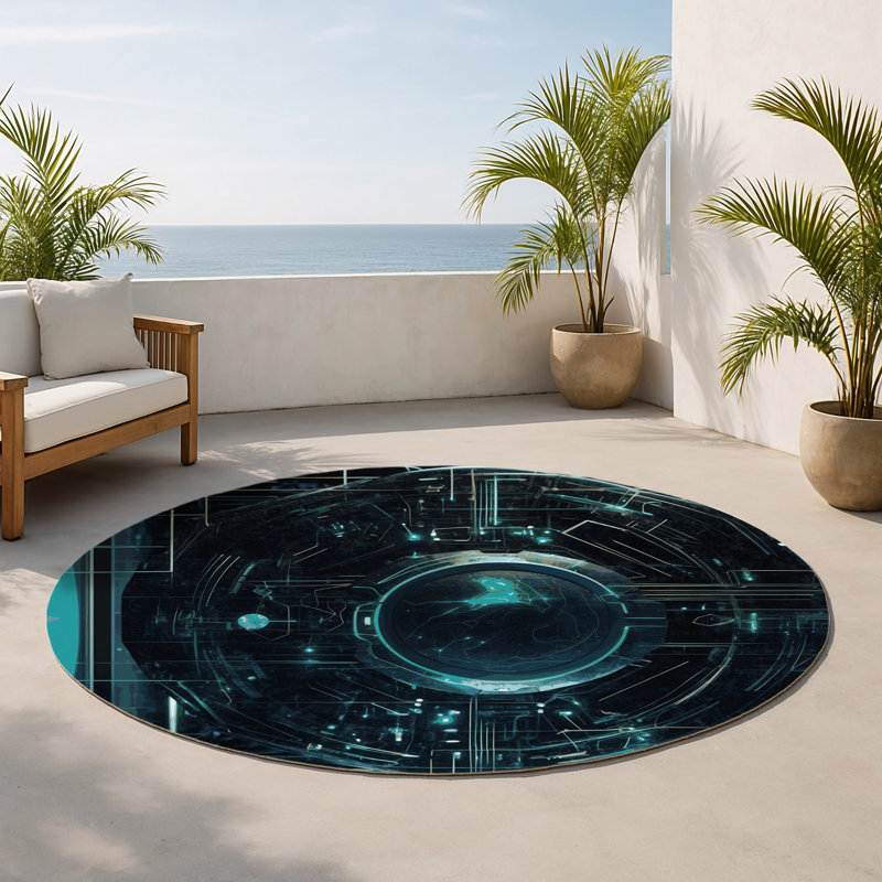 Tapis intérieur et extérieur Twilight Beam, Rond 5 pi