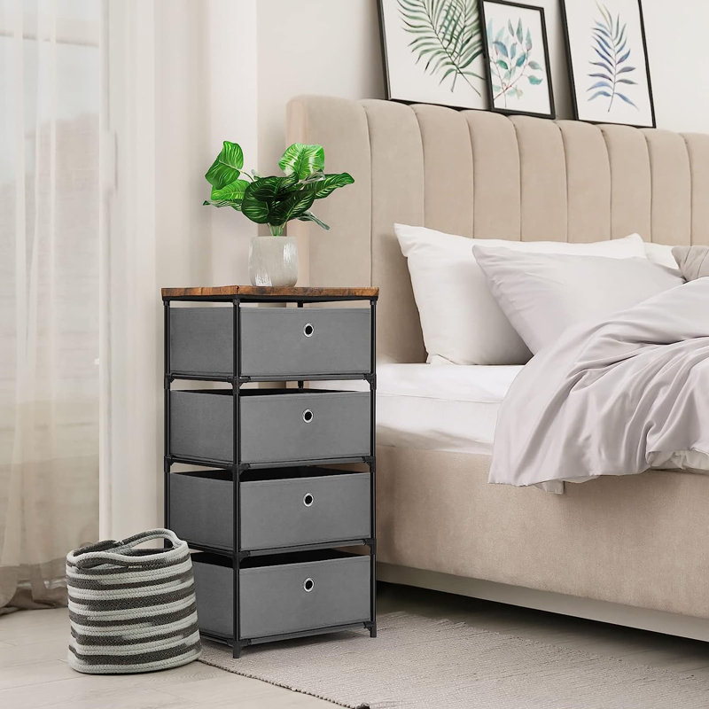 Commode 4 tiroirs Xaviona, gris