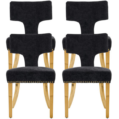 Mid Century Upholstered Dining Chairs Side Chairs Farmhouse Chenille Dining Chair With Metal Legs