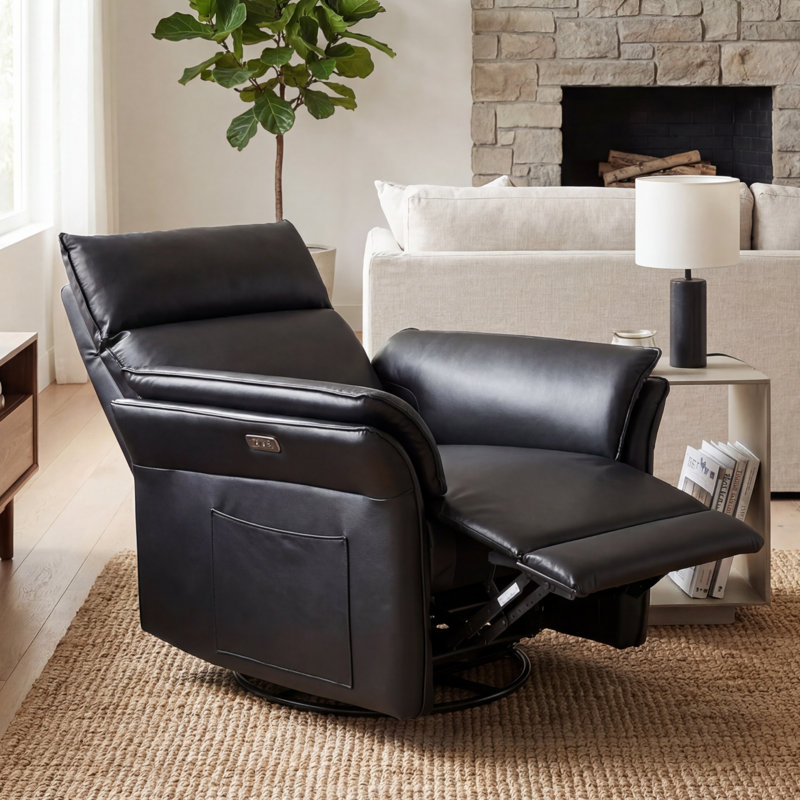  Fauteuil inclinable électrique en similicuir, Noir