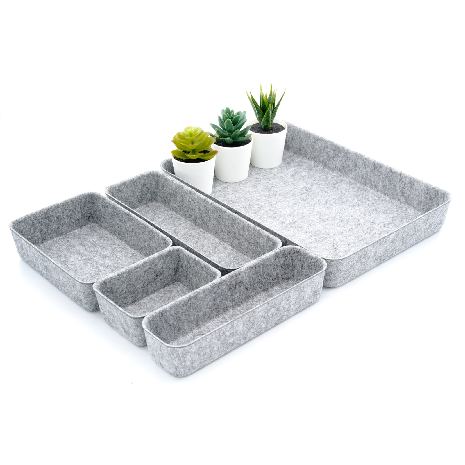 2.2'' H x 13.6'' W x 9.6'' D Office Drawer Organizer, Gray