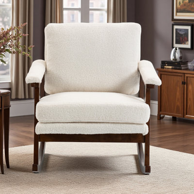 Chaise d'appoint Mid-Century moderne, chaise berçante avec structure en bois, chaises de salon rembourrées, fauteuil de lecture pour véranda de chambre à coucher