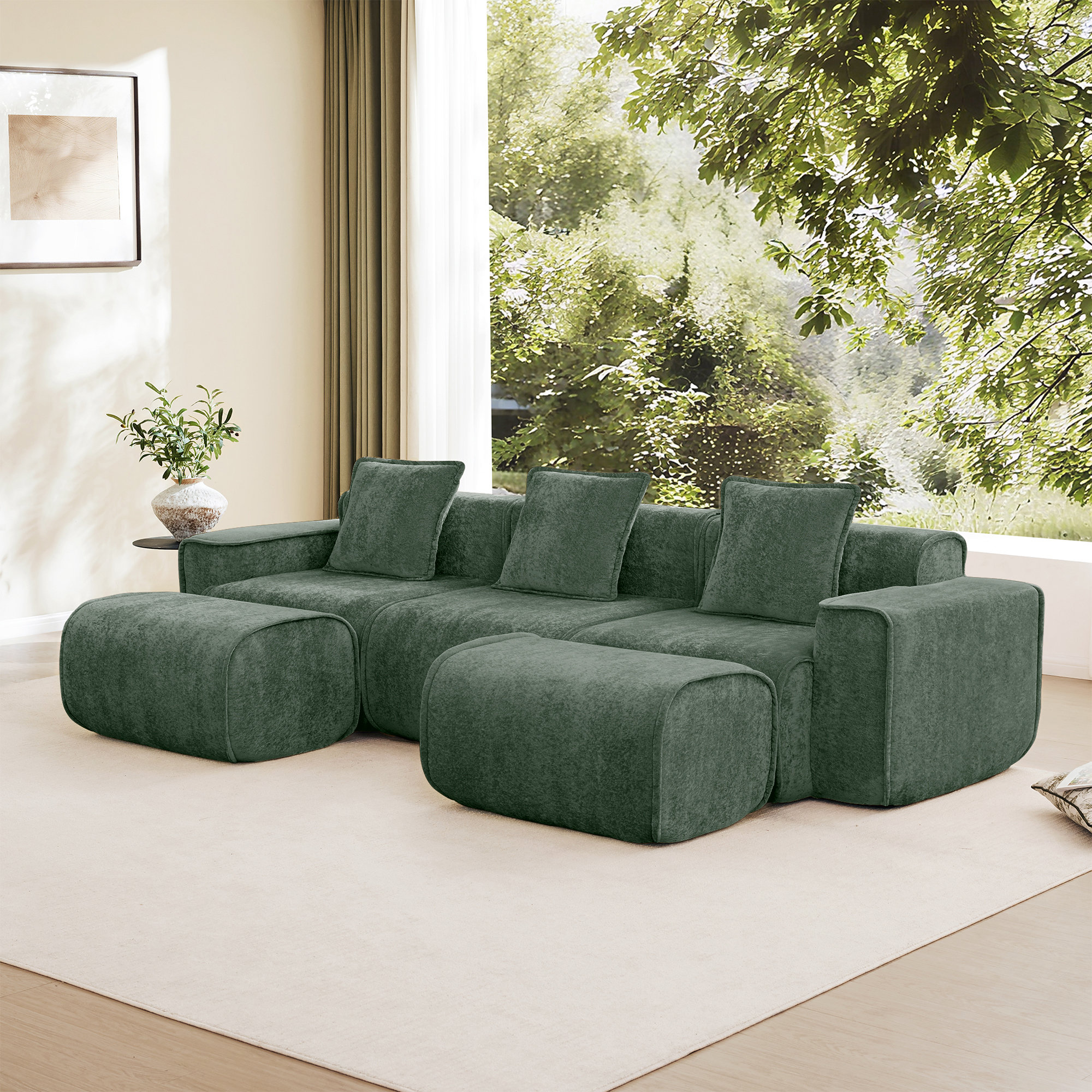 Wrought Studio™ Streamlined Design Modular 4 Seat U Shape Sectional ...