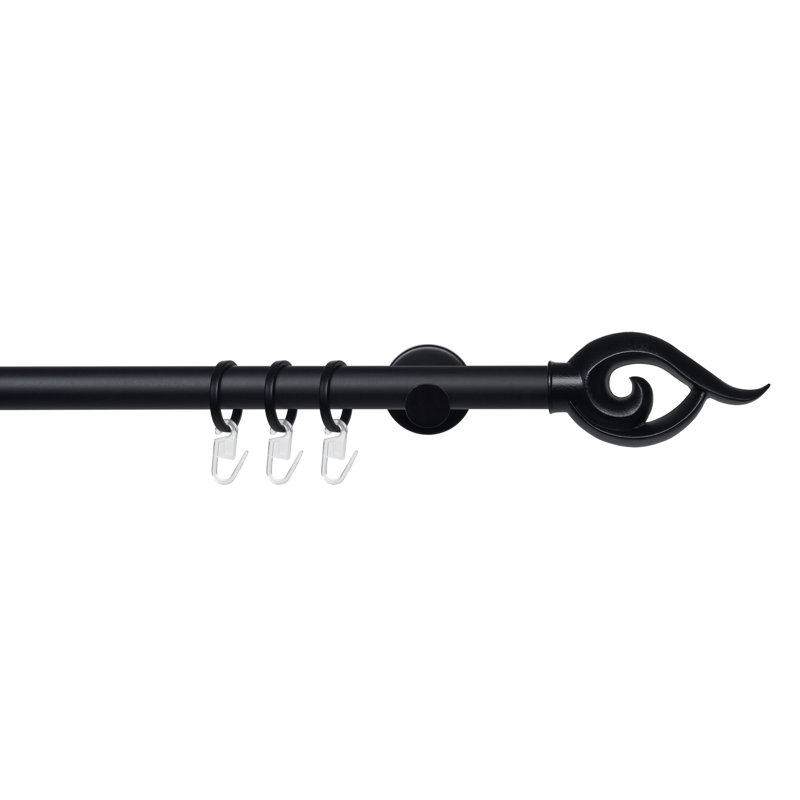 Kinloch Curtain Pole Set, 3cm H x 240cm W x 7cm D, Black