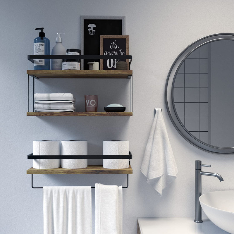 Serly 2 Piece Floating Shelf, Rucstic Brown