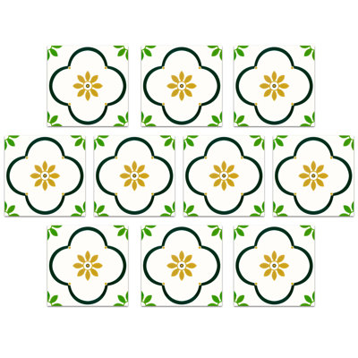 12 po X 12 po Dosseret en vinyle autocollant, carrelage mural pour la cuisine et la salle de bain, vert (10 pieds carrés)