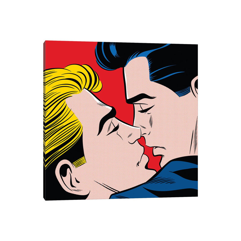 « Kiss » par Joseph McDermott-imprimé, H 37 po x l 37 po x P 1,5 po, Toile tendue