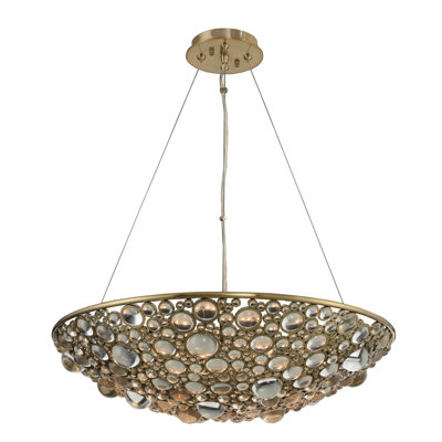 Ciottolo 8 LT Brushed Champagne Gold/Clear Chandelier Allegri