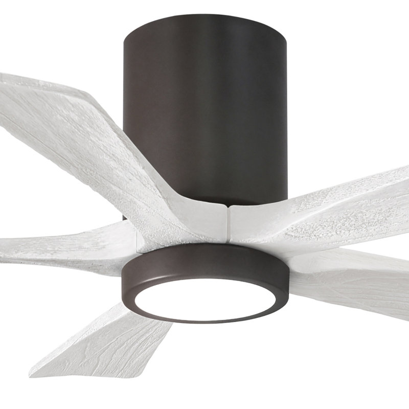 Irene Flushmount Light Kit 5 Blade LED Ceiling Fan, 42", Textured Bronze, Matte White