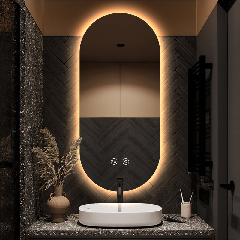 Oval Backlit LED Bathroom Vanity Mirror 24 x 36 Inch, Frameless