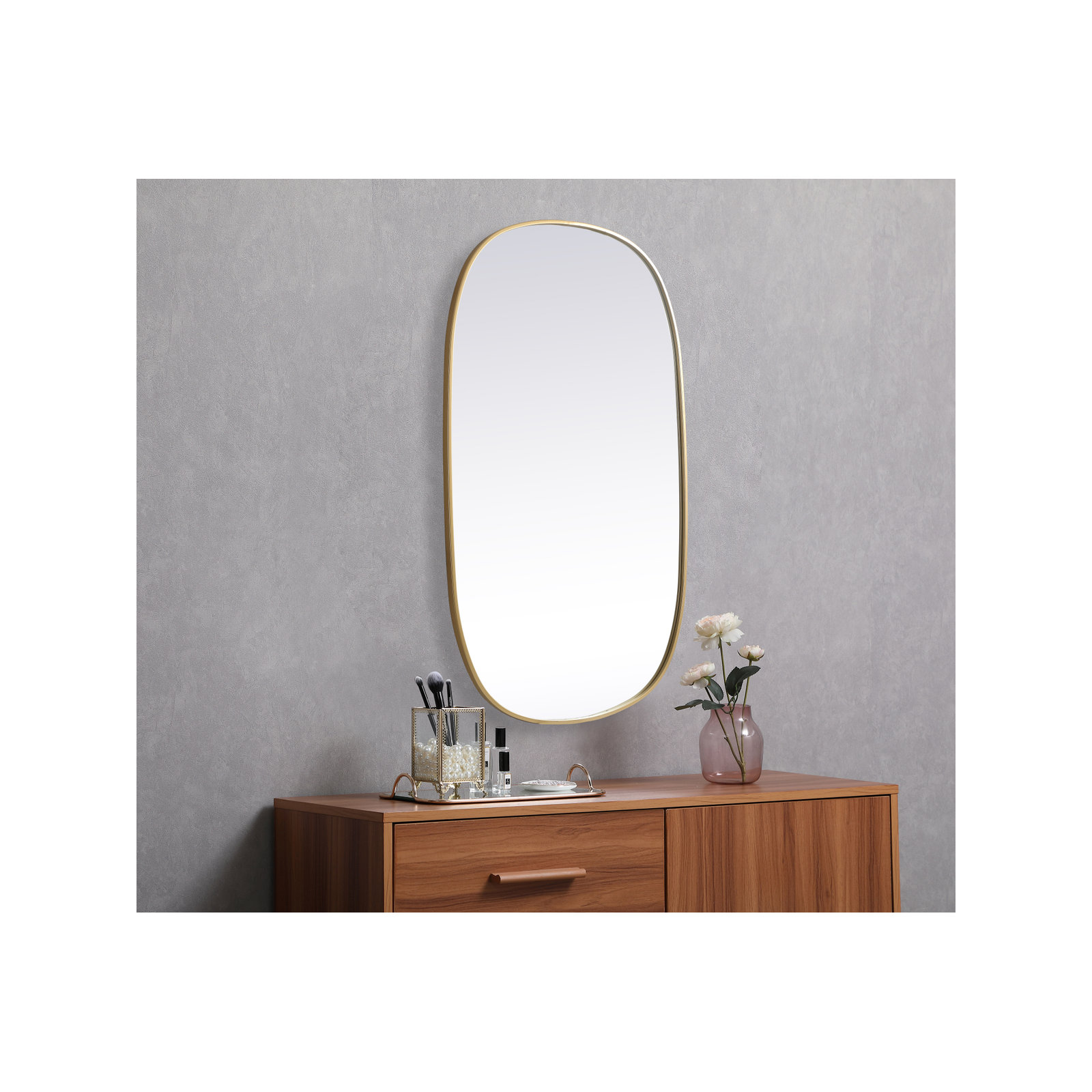 Bertin Metal Oval Wall Mirror, Brass, 48"  x 30" 
