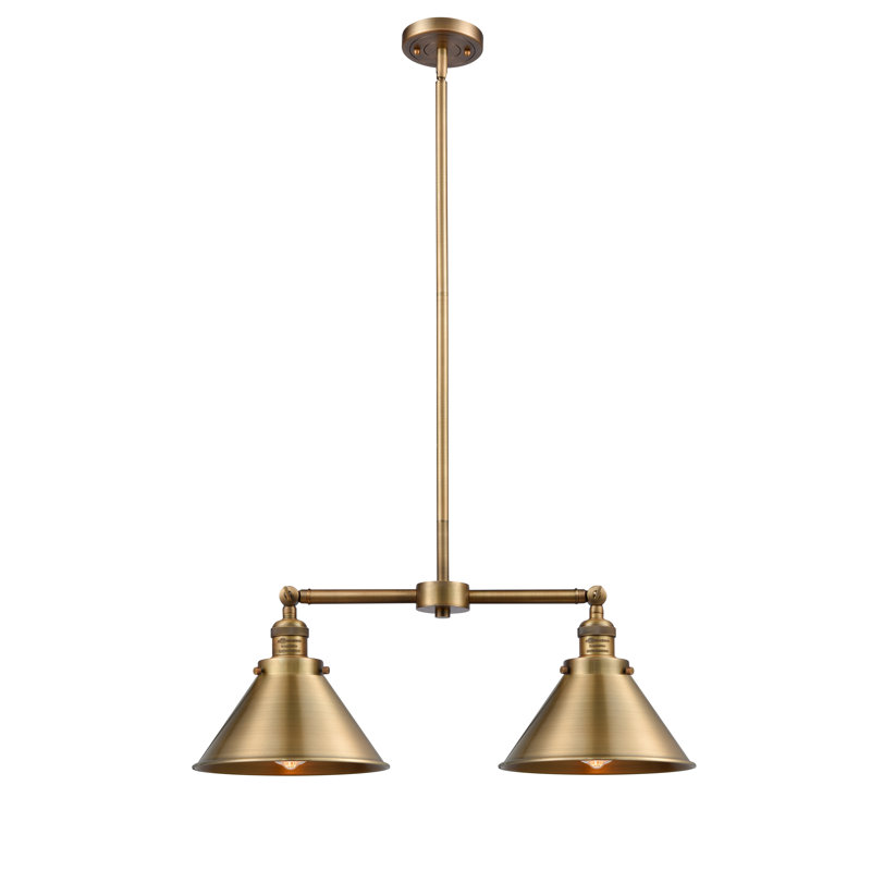 Luminaire suspendu pour îlot de cuisine 2 lumières Paylor, Laiton brossé, Laiton brossé, Ampoule non incluse