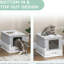 Boîte à chat grise à capuchon - facile à entretenir, avec odeur - pot avec entrée avant et sortie supérieure spacieuse, pliable, propre