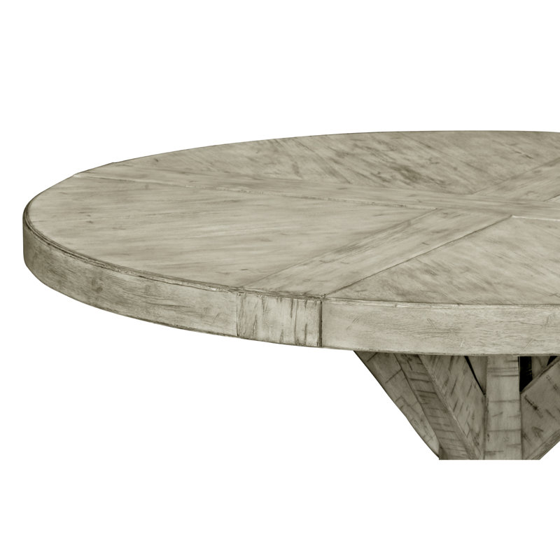 Casually Country Round Walnut Wood Dining Table, Country Farmhouse Walnut,  48" W x 48" L 