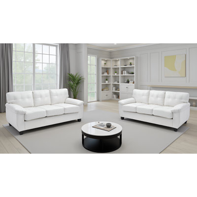Rimouski White Faux Leather Sofa Set Of 2