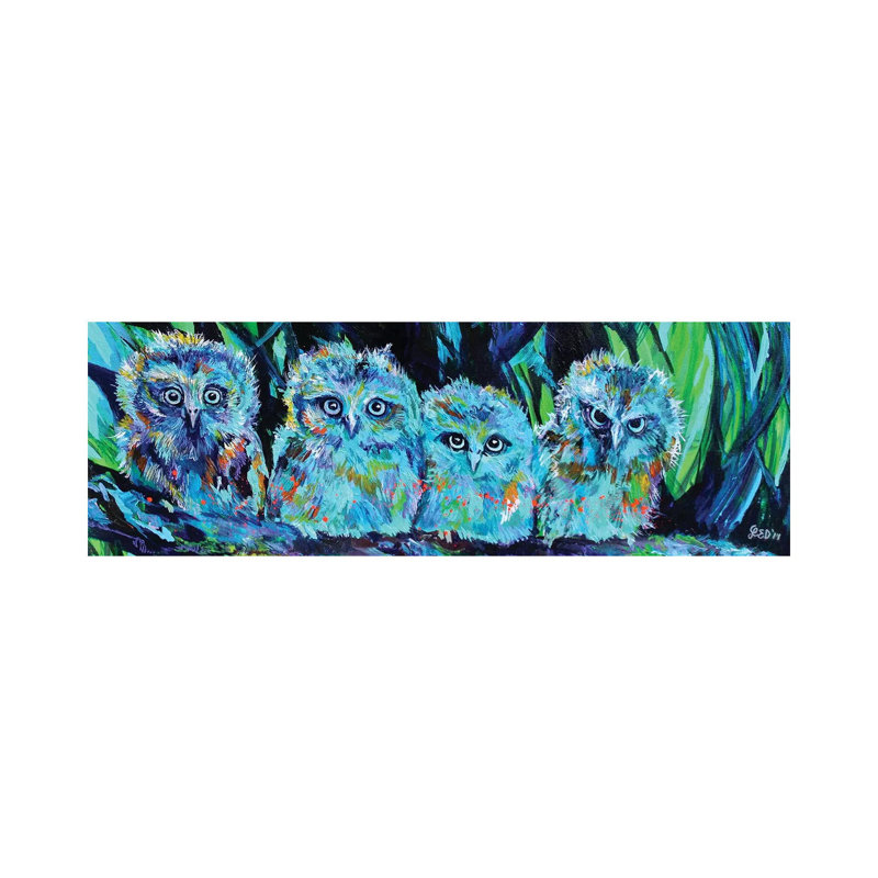 Owlet Blues by Lindsey Dahl - Wrapped Canvas Panoramic Print, 30.48 cm H x 91.44 cm W x 1.91 cm D