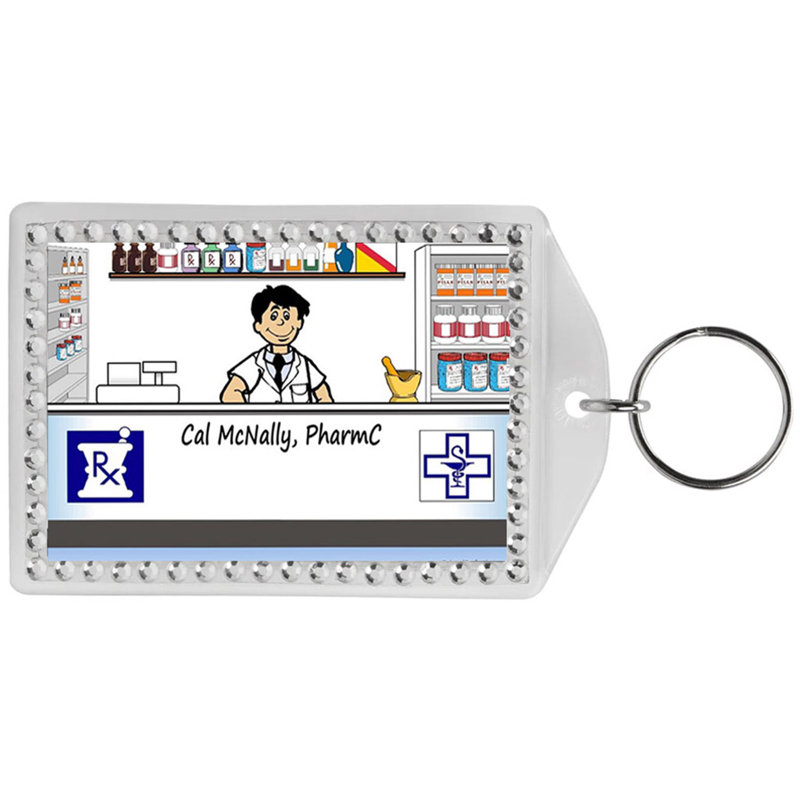Personnalisable «That Toon Pharmacist» - Porte-clés à bordure en strass, Oui