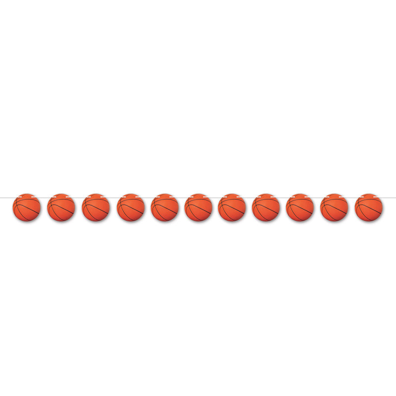 Beistle - Banderole de basketball 5 ½ po x 6 pi 3 po - 12 pièces, Basketball