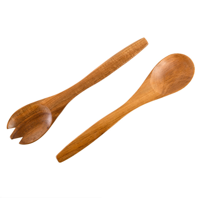 Sherwood Acacia Wood Salad Bowl with Serving Utensils, 10.25"