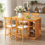 Ensemble de salle à manger de style campagnard 5 pièces avec table en bois massif de 152 cm L x 76 cm l, étagères de rangement à 3 niveaux et 4 chaises rembourrées-1185200501-1185200504