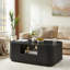 Table basse ovale avec tiroirs, panneau de fibres à densité moyenne noir élégant, contour arrondi pour le salon