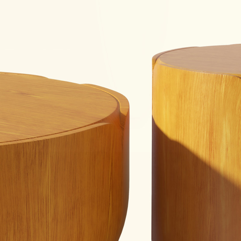 Table basse ronde imperméable Modern MGO (oxyde de magnésium), Naturel, Ensemble de 2