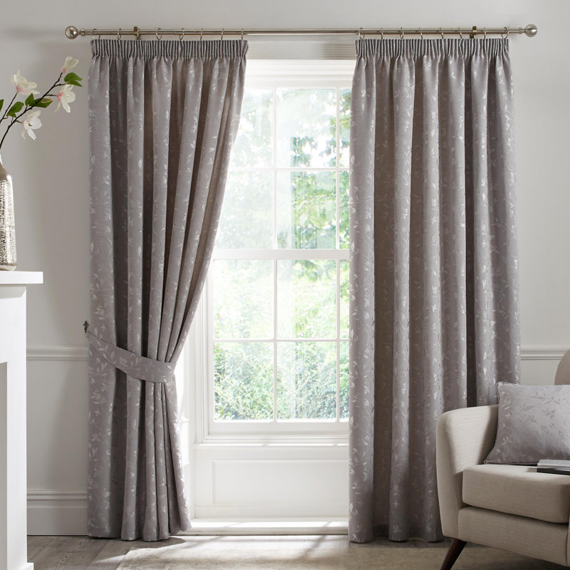 Bird Trail Room Darkening Curtain Pair, Duck Egg Blue, Width 229 x Drop 183 cm