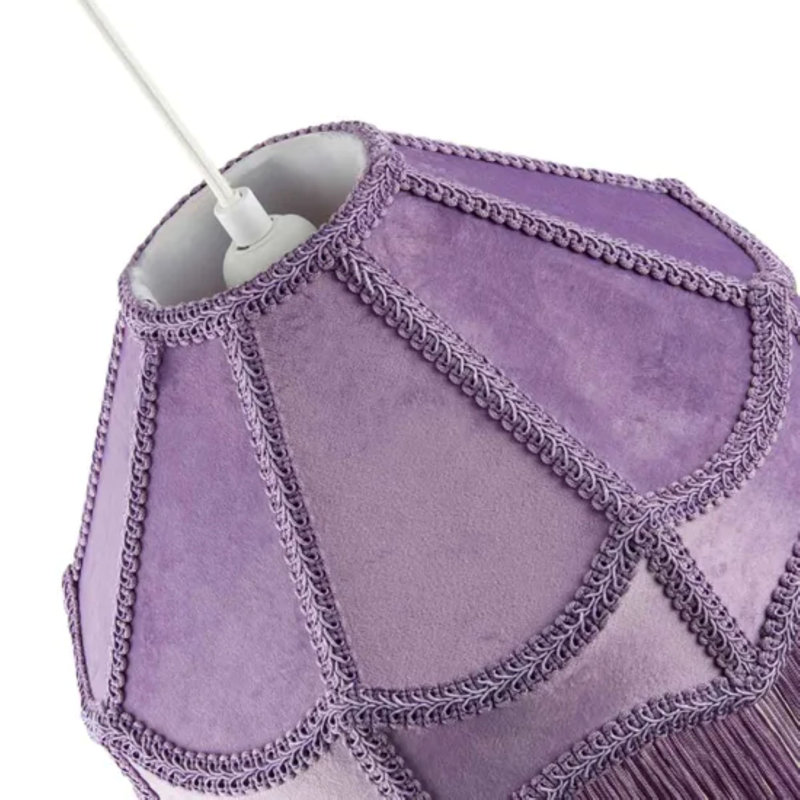 19cm H Velvet Lamp Shade in Purple