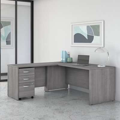 Bush Business Furniture Studio C L Shaped Desk with Mobile File Cabinet and Return - Reversible