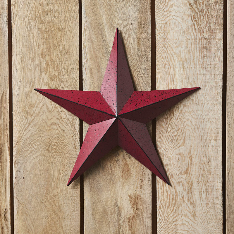  Festive Metal Star Wall Decor, 12" H x 12" W x 1.25" D, Burgundy