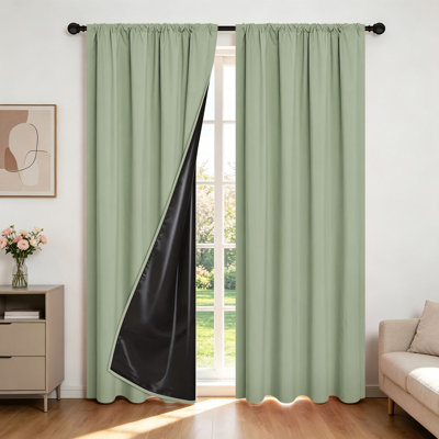  Rideaux occultant moderne en polyester simple, 100% bloquant la lumière avec doublure, 2 panneaux, pour la cuisine du salon, de la chambre à coucher et du bureau