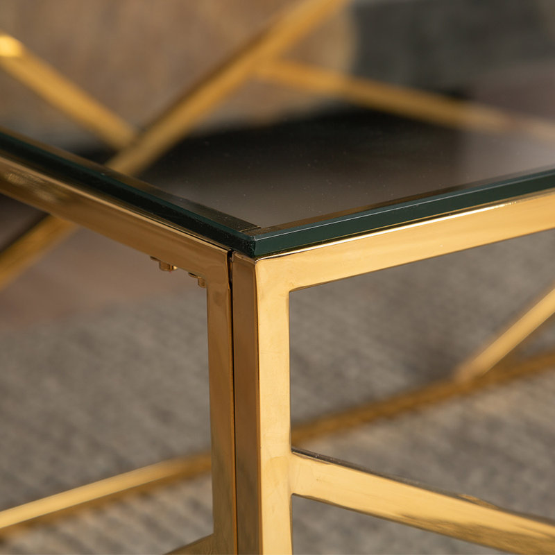 Edgar Coffee Table for Living Room Furniture, 120cm Rectangular Metal Centre Table, Gold