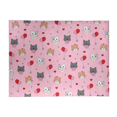 Tapis rose/gris/rouge fait main