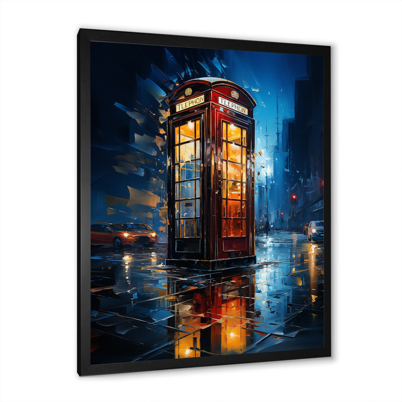 La cabine de téléphone rouge Laquanta, Urban Reflections II, sur toile, H 44 po x l 34 po x P 1,5 po, Cadre photo noir
