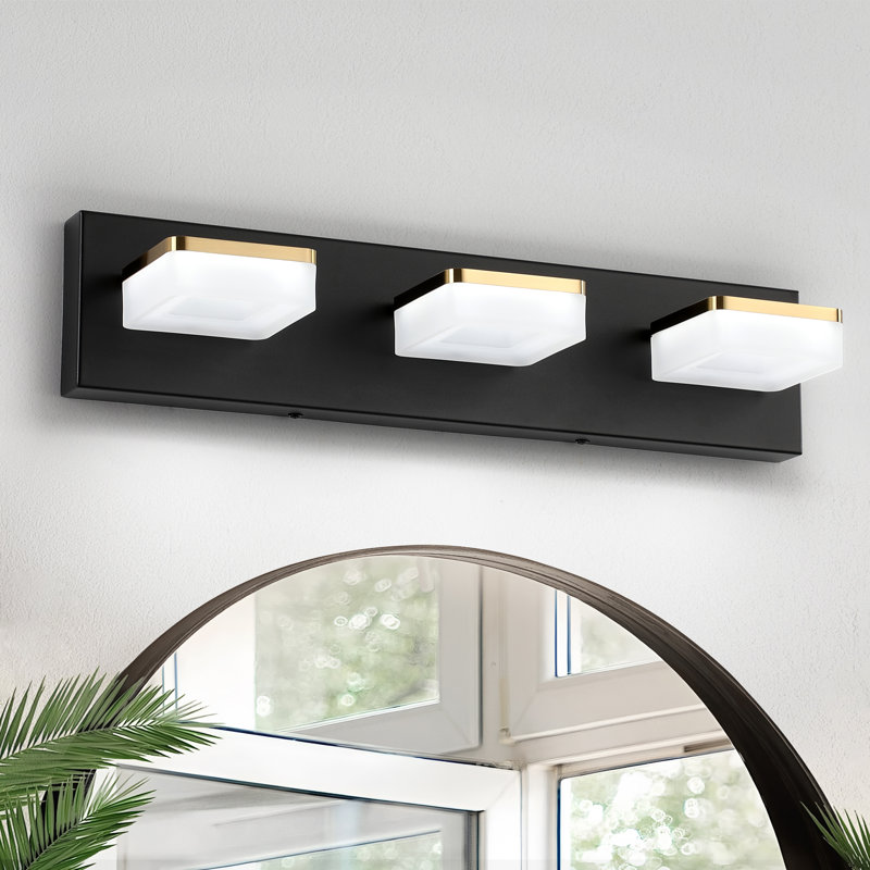 Luminaire de salle de bain à DEL Rahmone, haute transmittance et intensité variable avec tête rotative à 270 °, Noir et or