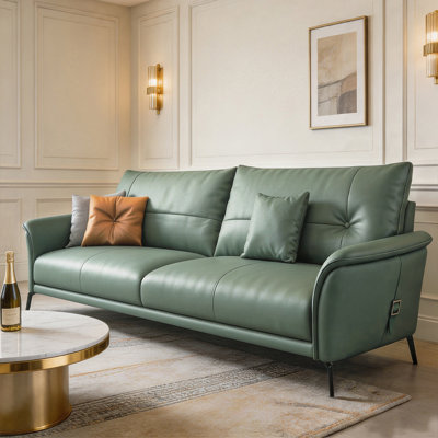 Canapé standard en cuir véritable vert
