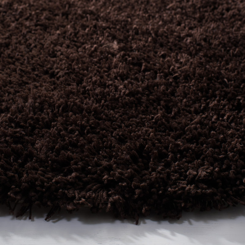 Assar Modern Handmade Shag Chocolate Area Rug, Round 4'