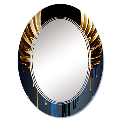 Blue And Gold Angel Wings III - Wings Angel Wall Mirror
