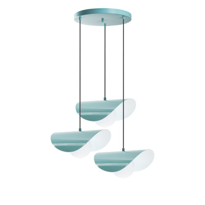 Lustre réglable élégant, structure en métal turquoise, 19,7 po de diamètre | Hauteur: 29,5 - 44,1 po | Plaque de base: 11,8 x 1,2 po | 3 x douilles E27 (40 W maximum) | Éclairage élégant pour les espaces de vie modernes, classé IP20