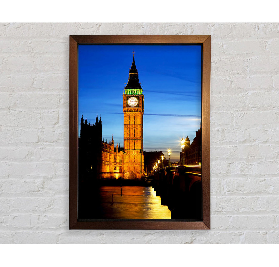 Gerahmtes Poster Londoner Themse-Reflexion des Big Ben