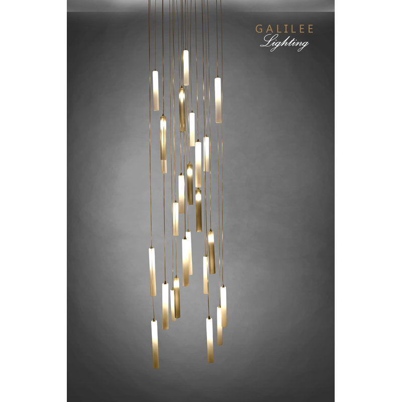 Rainfall 25 - Light Pendant, 120" H x 26" W x 26" D, Gray, White