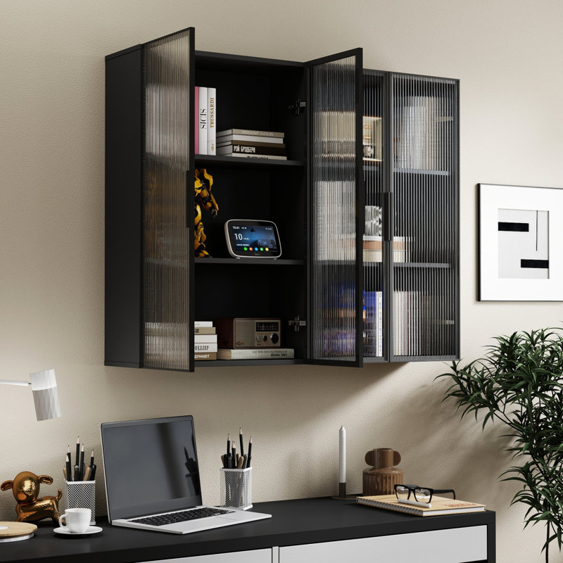 Armoire de rangement de salle de bain murale avec porte vitrée