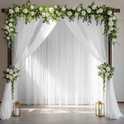 Wrinkle Free Chiffon Backdrop Curtains, 2 Panels Sheer Drapes For Backdrop, Wedding Tulle Curtains, 4.9x 9.8ft Sheer Curtain Drapes For Party Birthday Wall Decoration