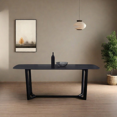 Durable Rock Slab Ash Rectangular Dining Table