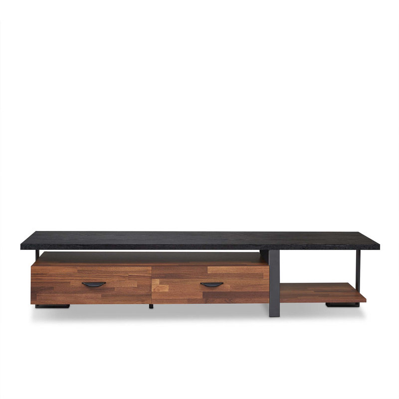 Coalpit Heath Rectangular 2-Drawer TV Stand in Walnut/Black