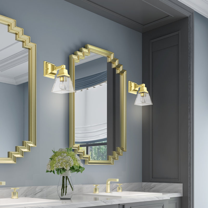Applique murale de salle de bain 1 lumière Anfrenee, Laiton poli