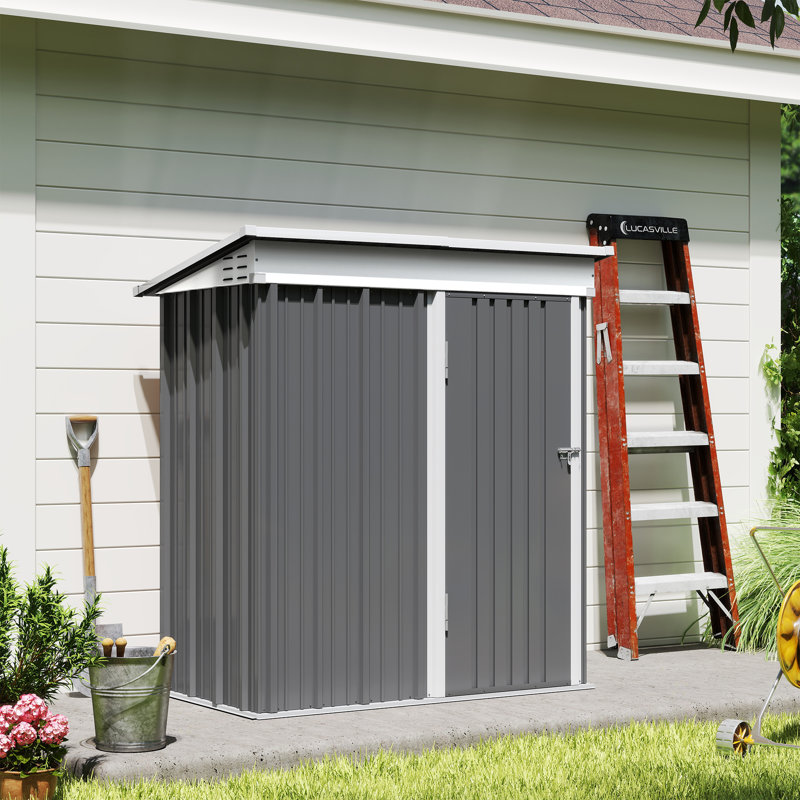 Outdoor Waterproof 5X3 Ft. D Metal Garden Storage Shed, White/Gray