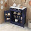Armoire de rangement autoportante chic avec tiroir, tablettes réglables et plateau en faux marbre-757876224