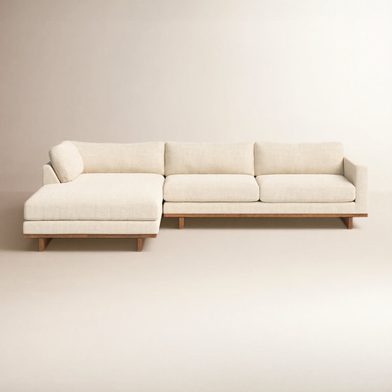 Menades Upholstered L-Shaped Sectional, Left Hand Facing, 32" H x 125" W x 70" D, Irving Taupe Polyester Blend