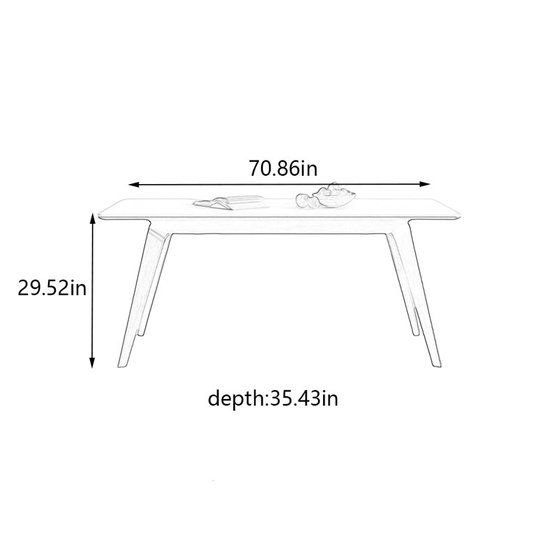 Modern home rock slab rectangular dining table, 29.52"H x 70.86"L x 35.43"W
